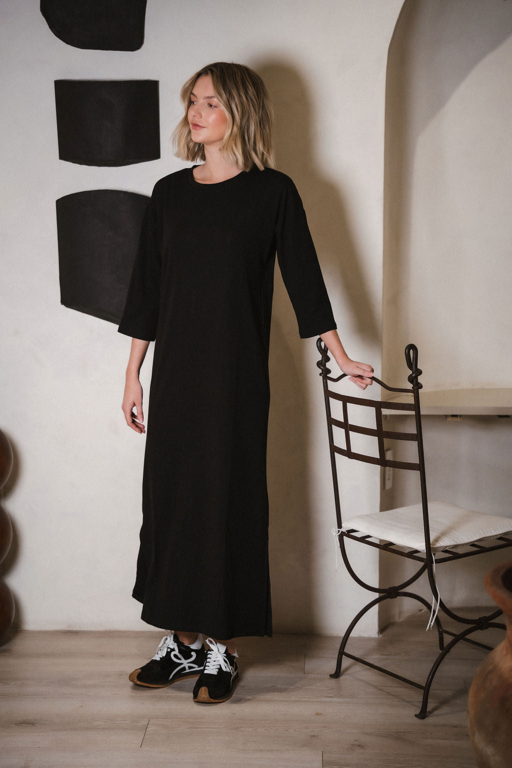 Midi Jersey T-shirt Dress with Side Slits
