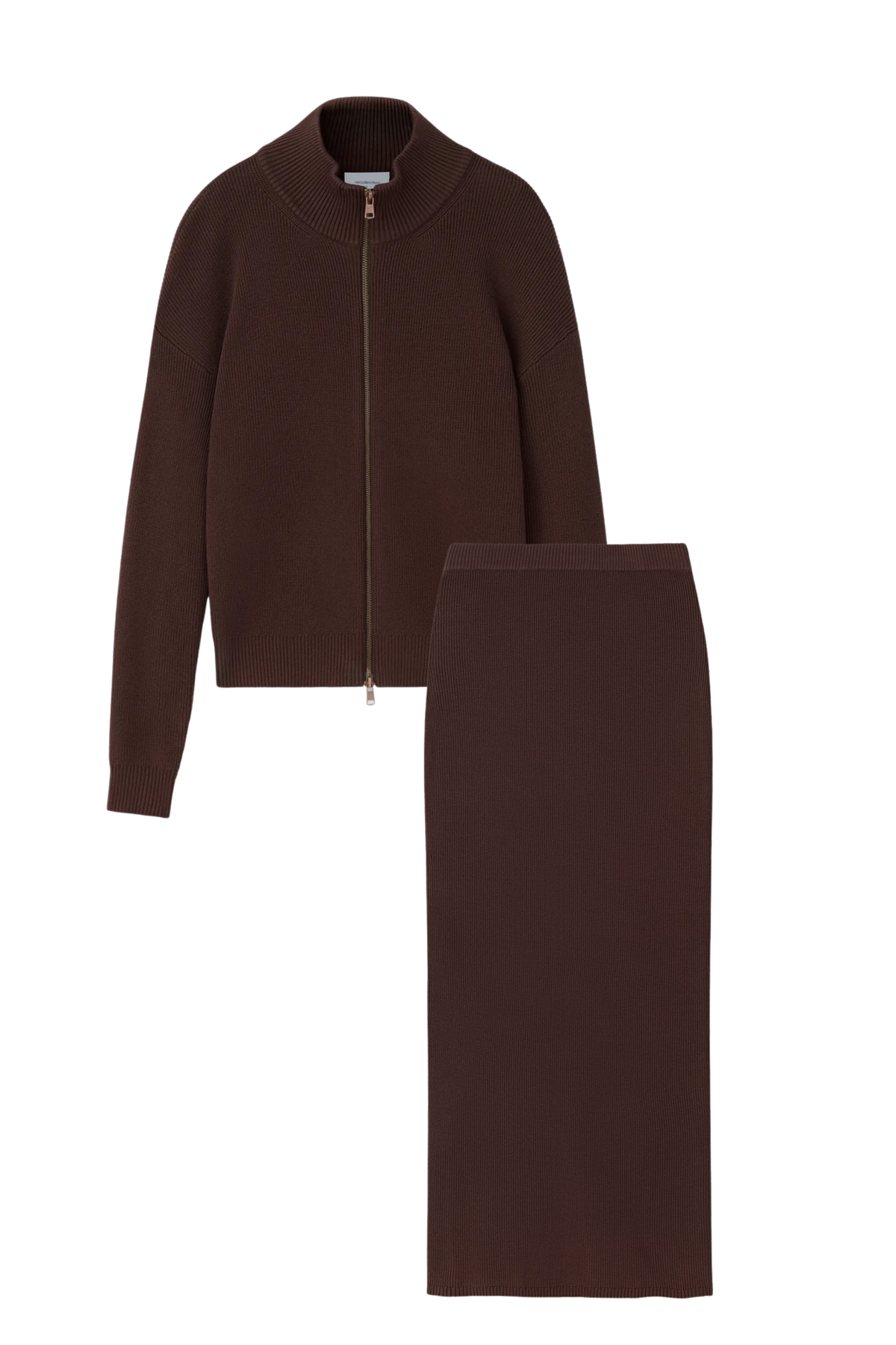 BROWN ZIP UP CARDI SET
