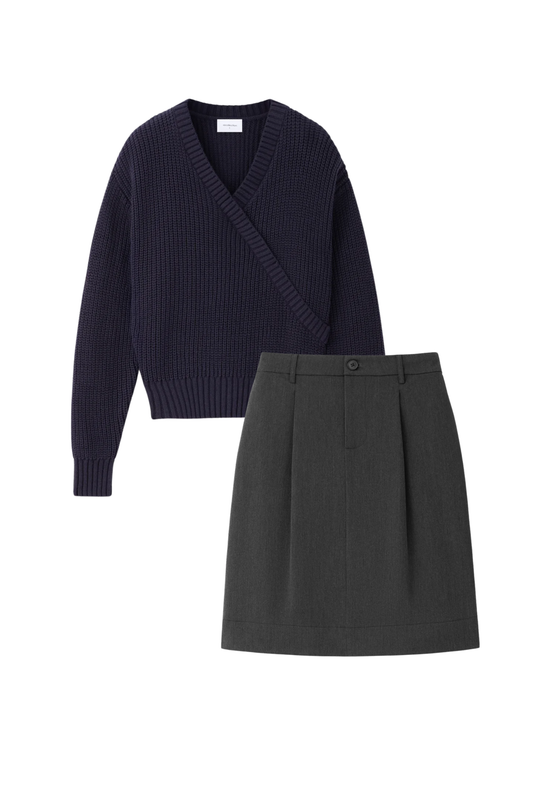 GREY WORKMODE SKIRT SET