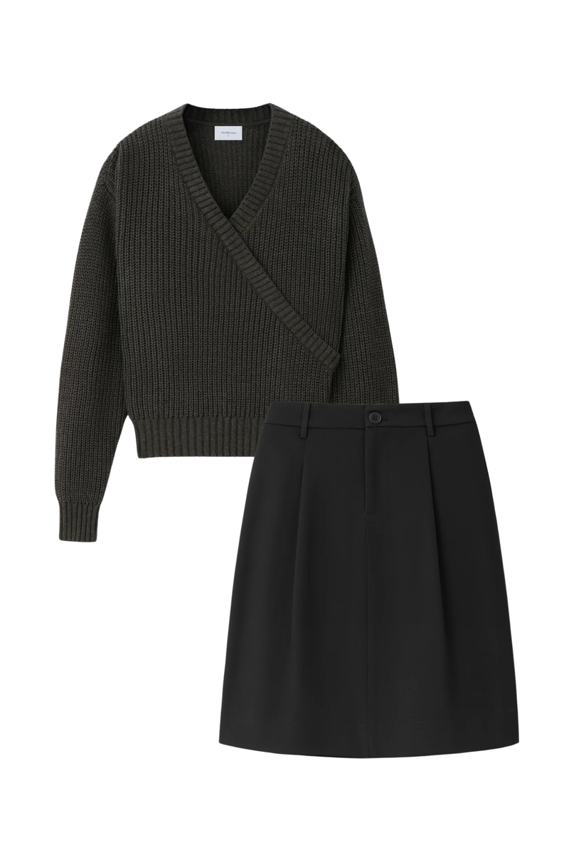 BLACK WORKMODE SKIRT SET