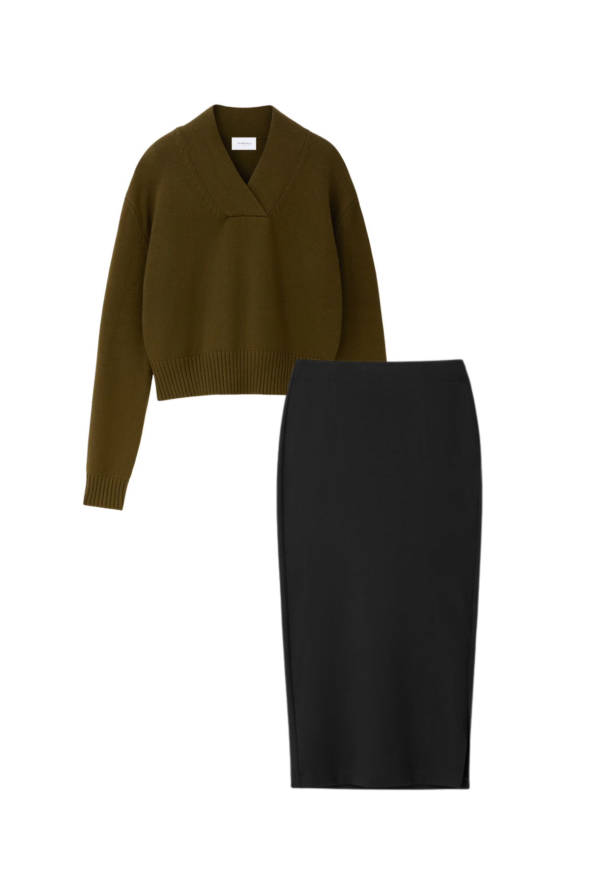PONTE BACK SLIT SKIRT SET