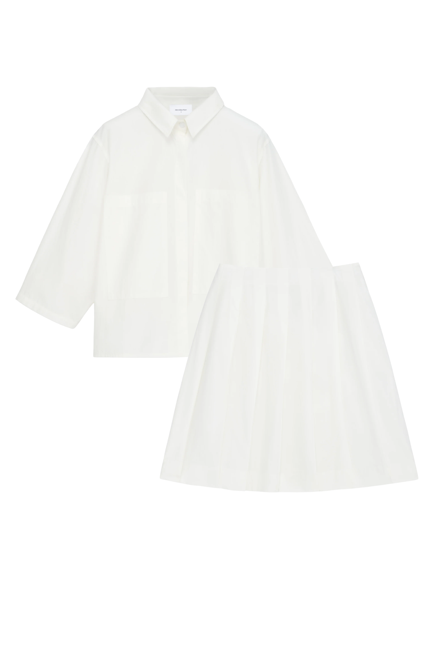 WHITE PLEATED SKIRT SET