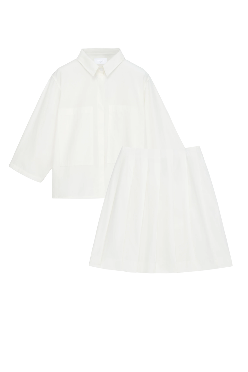 WHITE PLEATED SKIRT SET