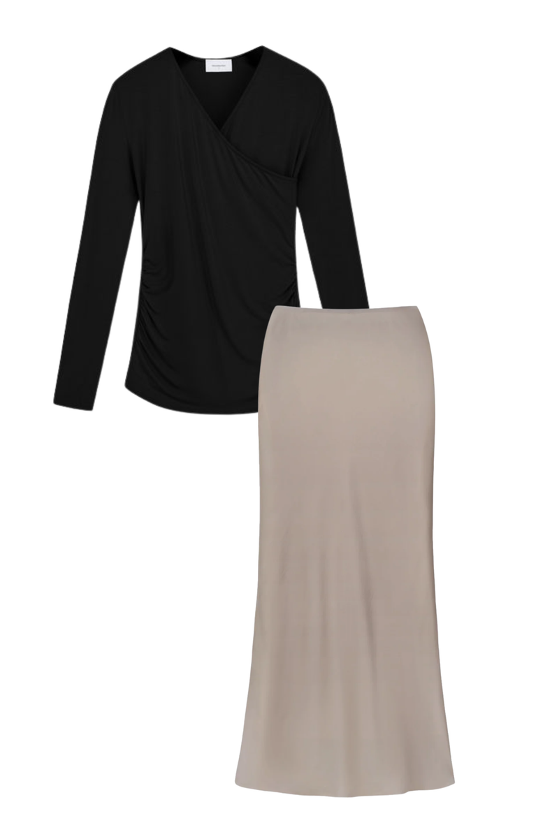 BLACK MODAL RUCHED SET