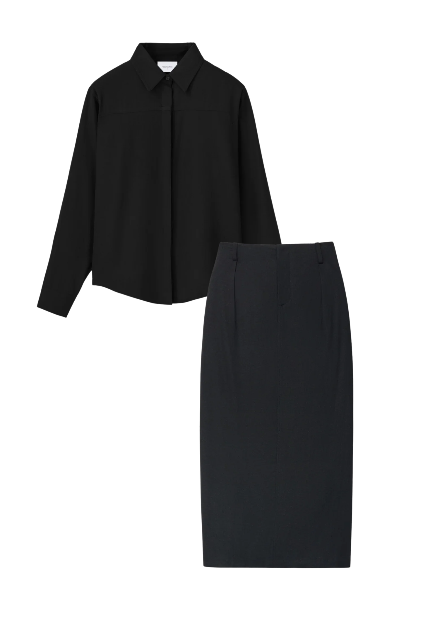 BLACK LINEN OFFICE SKIRT SET