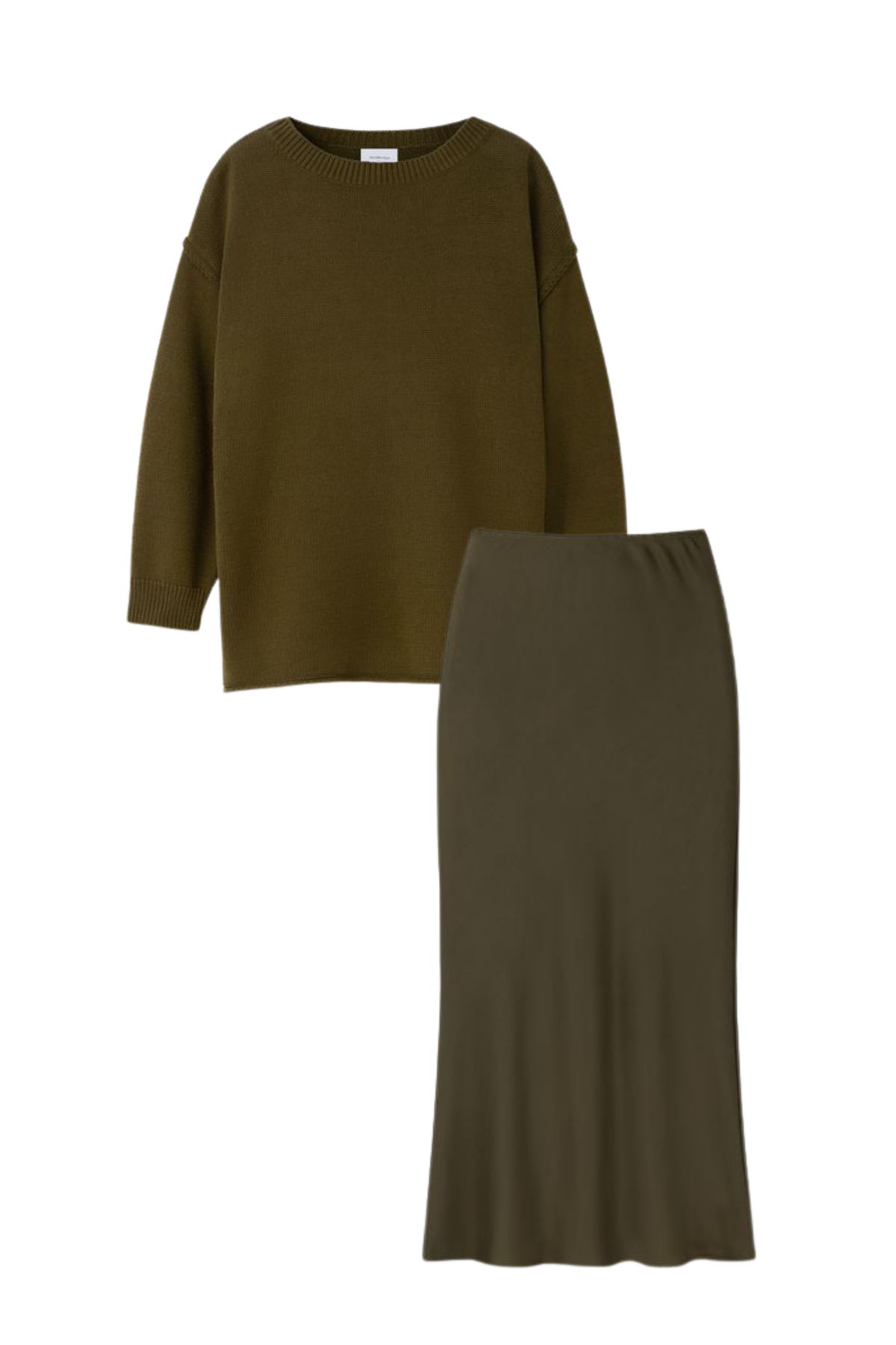 OLIVE GREEN SLIP SKIRT SET