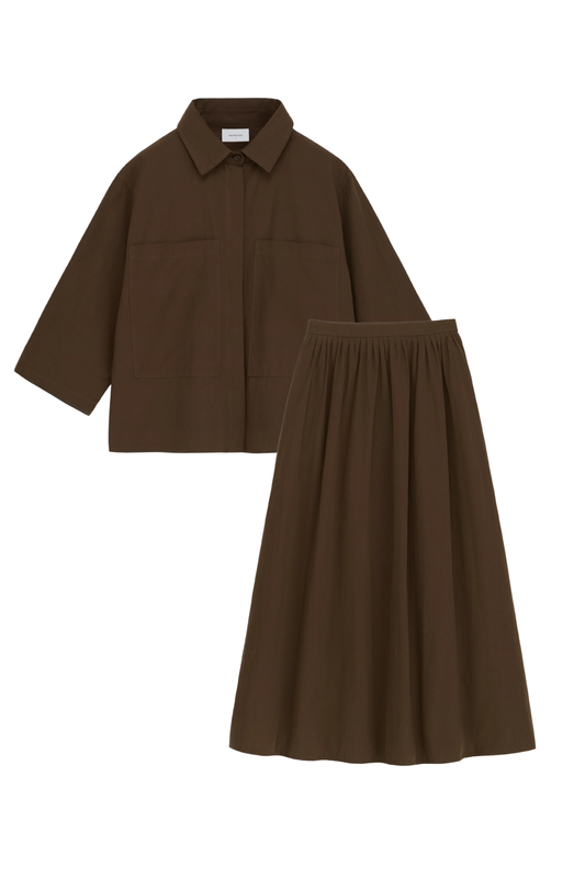 ESPRESSO POPLIN MIDI SKIRT SET