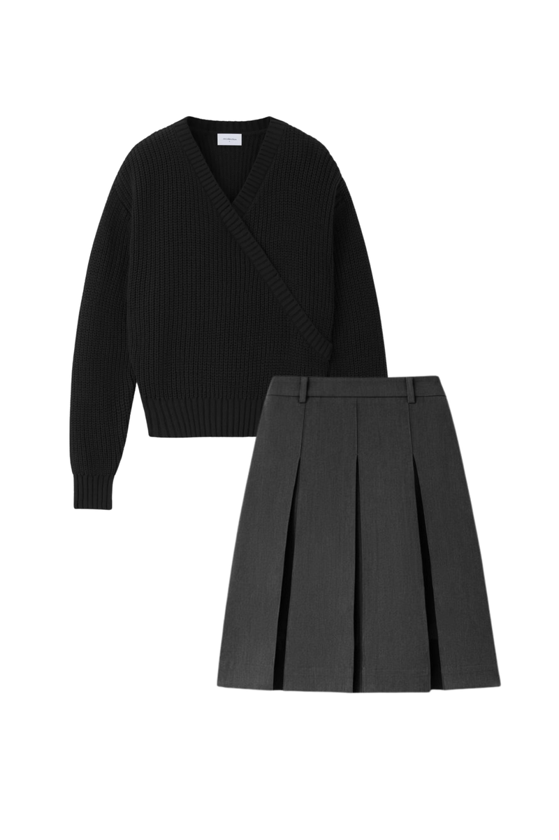 GREY BOX PLEAT SET