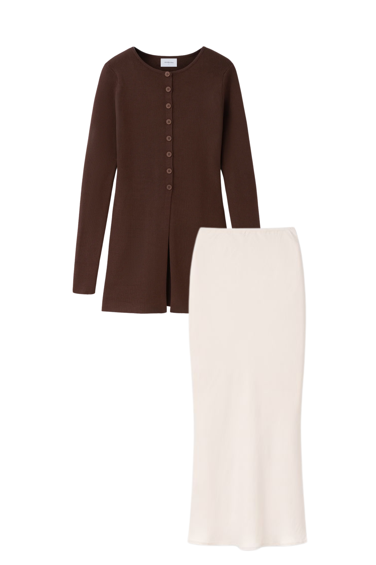 BROWN SNATCHED CARDI SET