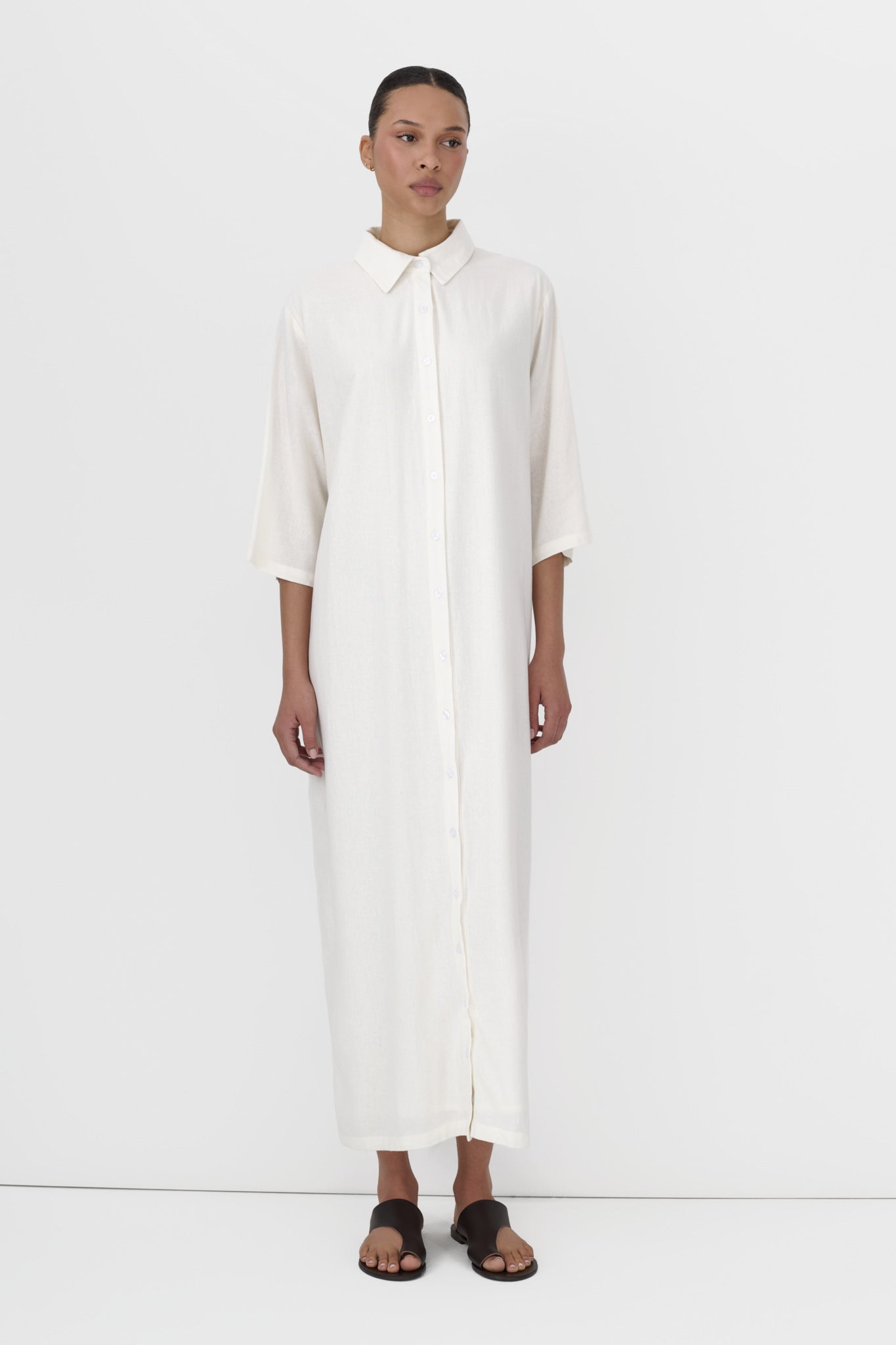 Linen Shirt Dress Walnut / S Linen Shirt Dress Walnut / S