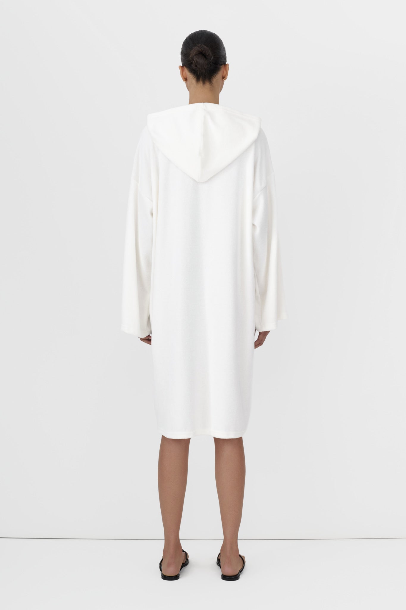 long hoodie dress Marcella | Tompkins Sleeve Sweatshirt in Fog | Women's Size XL | Midweight French Terry is 59 (175 cm) tall Medium Heather Grey Hoodie Corset