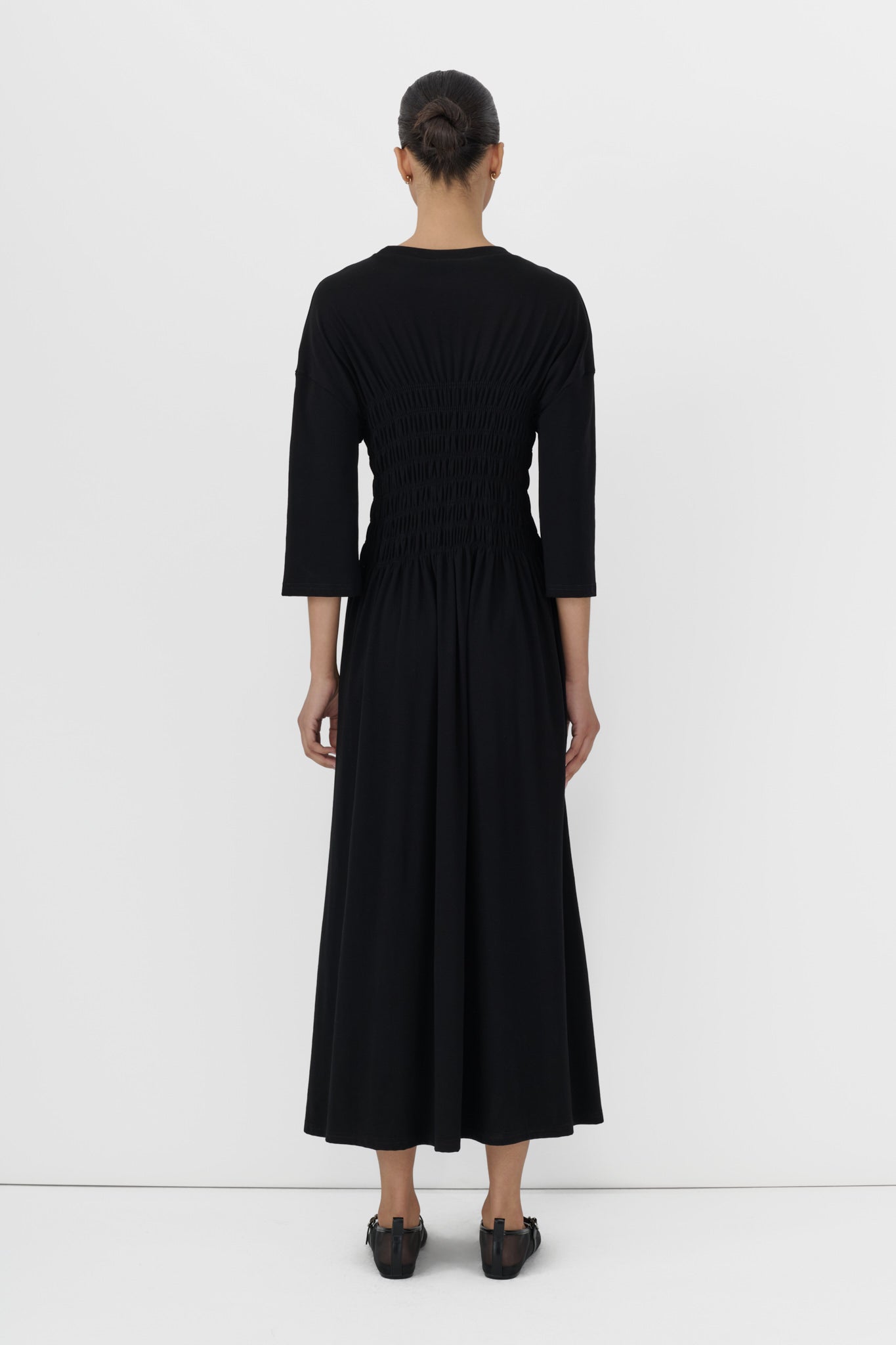 black jersey smock dress Curves Black Jersey Frill Sleeve Mini Smock Dress
