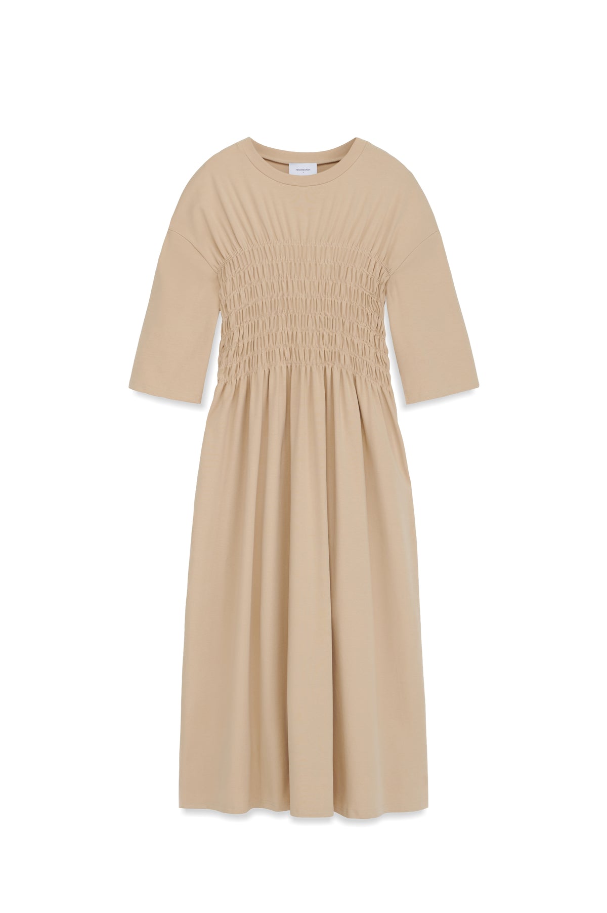 jersey smock dress Smocked Tan / L smock dress meaning