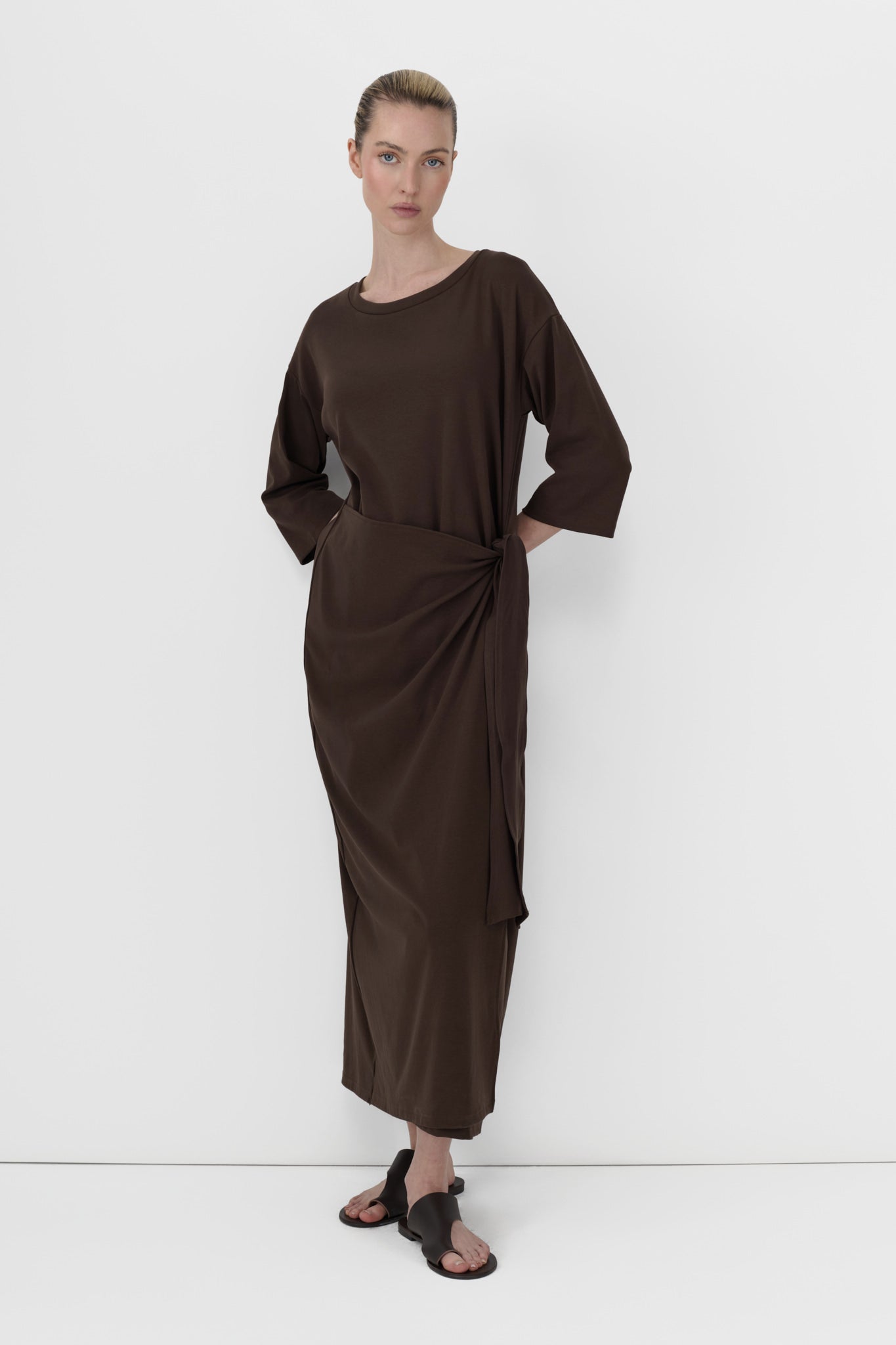 Jersey Wrap Dress Espresso / XXL