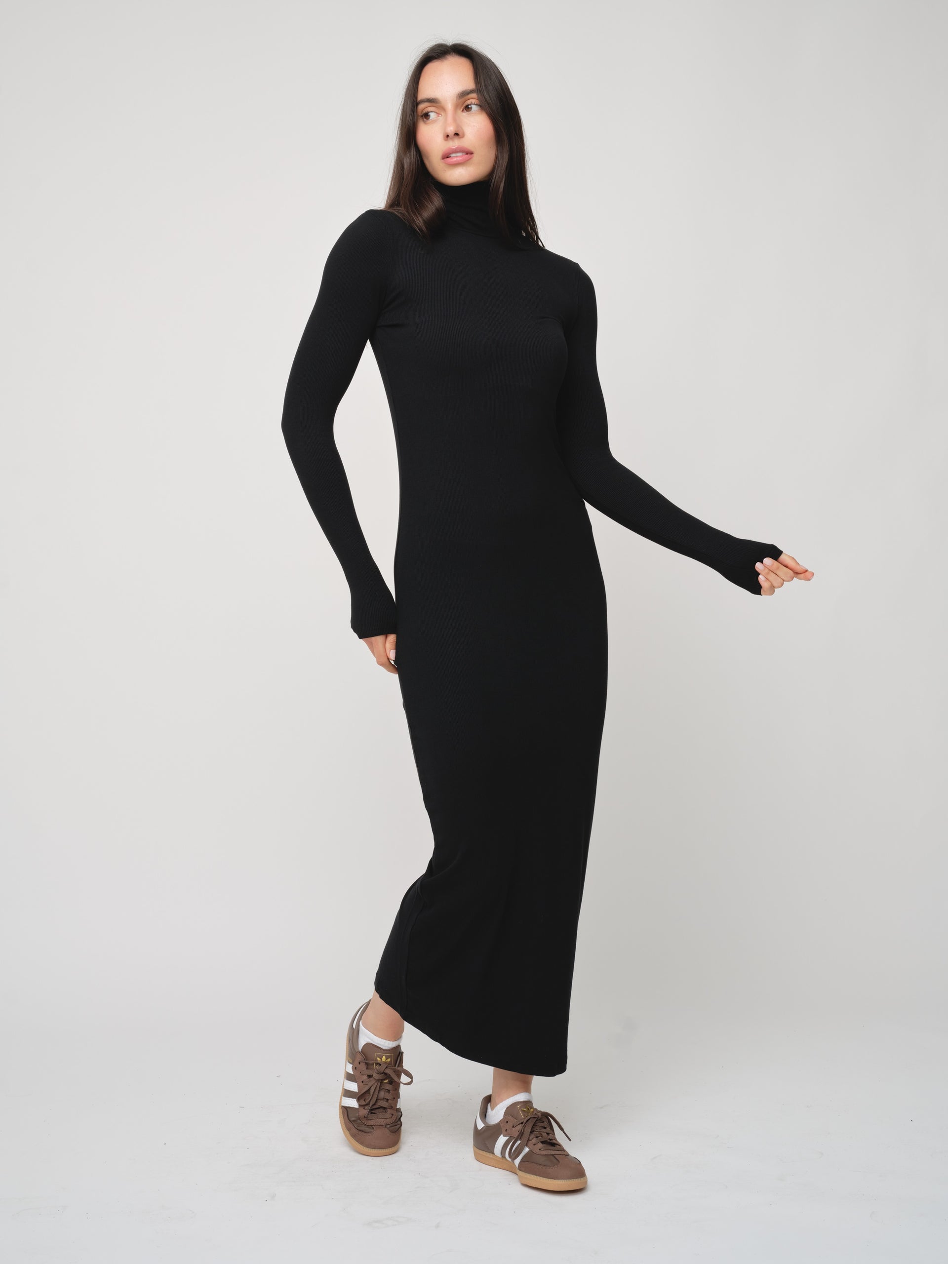 chinese dress ladies Turtleneck Maxi Sweater Dress