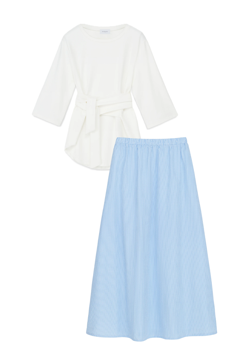 STRIPED TIE TEE SET